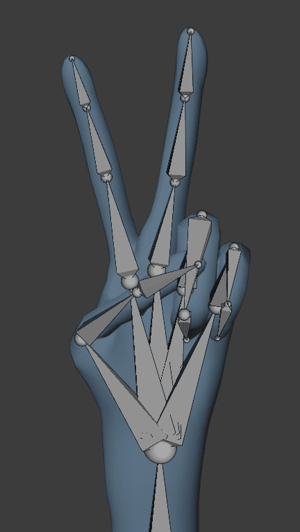 Arm rig in use — joint axes line up with what the real arm can do.