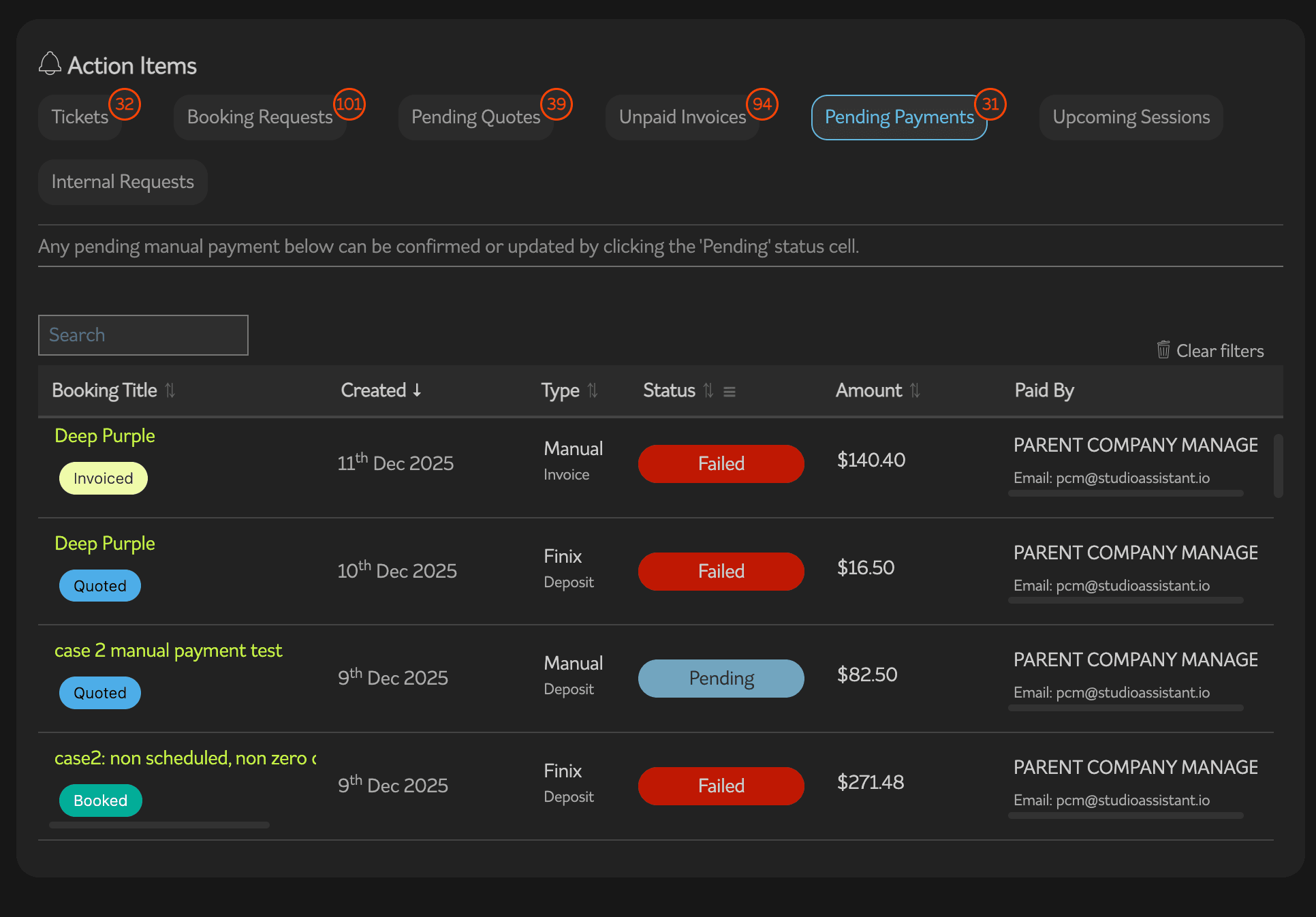 Tab system with item counts subscribed to the data store.